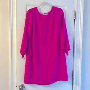 CeCe Hot Pink Round Neck 3/4 Tie Sleeve Shift Dress- Size 14